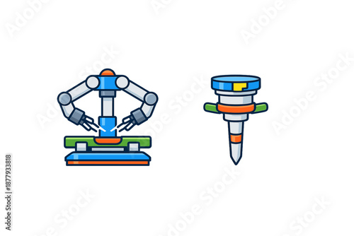Robotic Arm and Jackhammer Icons