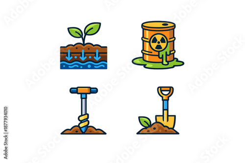 Set of icons related to soil and environment