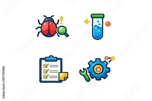 Software development and testing icons