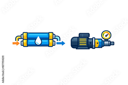 Water filter and pump system with pressure gauge