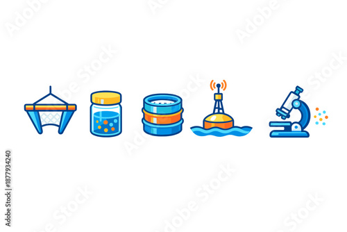 Oceanography and Scientific Research Icons