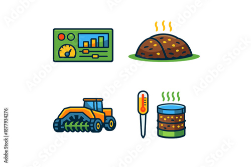Agricultural technology and soil analysis icons