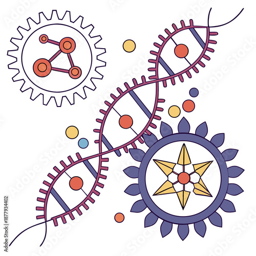 Biochemistry technology concept, enzyme and molecule interaction, visualizing complex biological processes and scientific innovation