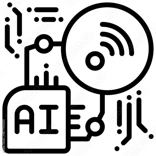 signal wireless control ai connecting technology simple line icon