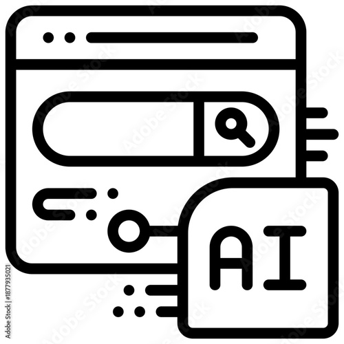 search finding website internet online cyber ai technology simple line icon
