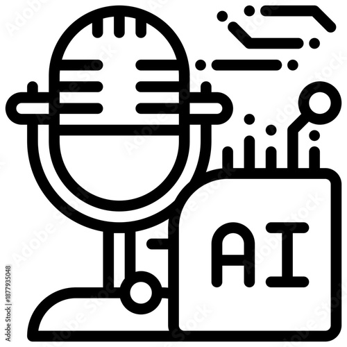 sound microphone music singing song ai control program simple line icon
