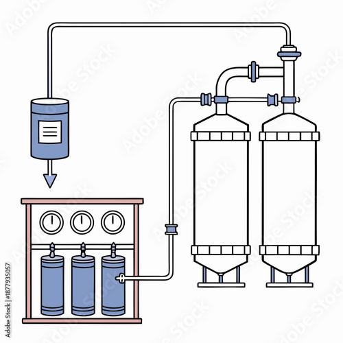 Advanced Chemical Purification Process Diagram Illustrating Refined Substance Extraction, Separation, and Filtration for Industrial and Laboratory Use