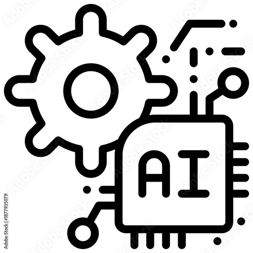working setting control cog wheel ai control technology simple line icon