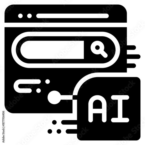 search finding website internet online cyber ai technology solid glyph icon