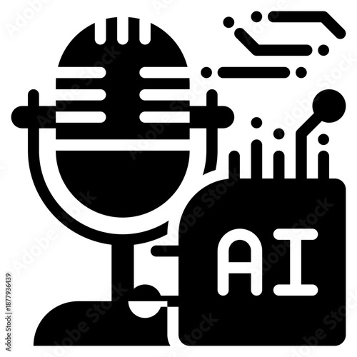 sound microphone music singing song ai control program solid glyph icon