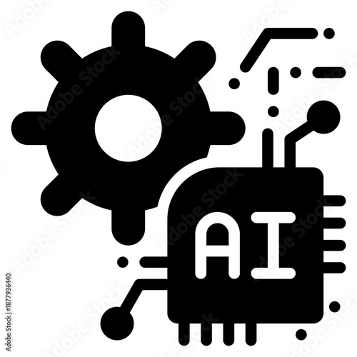 working setting control cog wheel ai control technology solid glyph icon