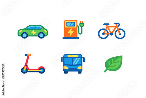 Green Transportation and Ecology Icons