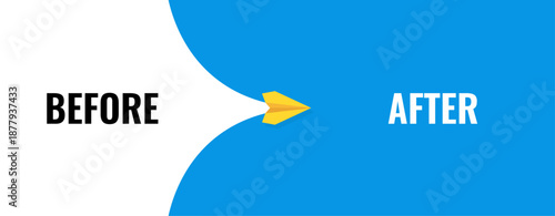 Before leading to after, symbolizing transformation, change, and progression in personal growth, projects, and life journey