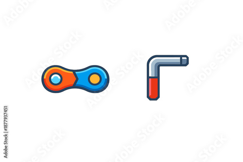 Abstract chain link and L-shaped pipe with liquid