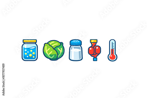 Fermentation ingredients and equipment icons