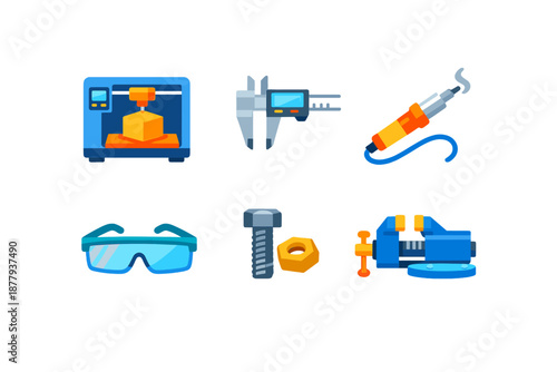 Set of icons for industry and technology
