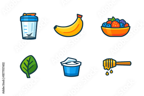 Smoothie ingredients icons