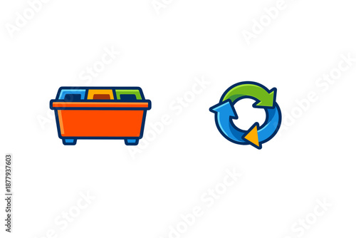 Recycling and waste sorting icons