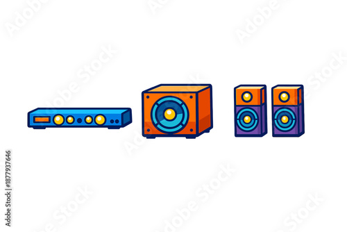 Set of modern audio equipment icons