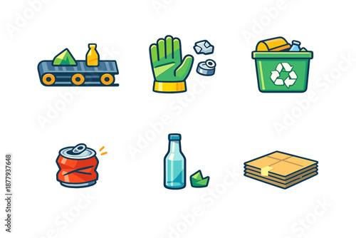 Recycling icons and symbols