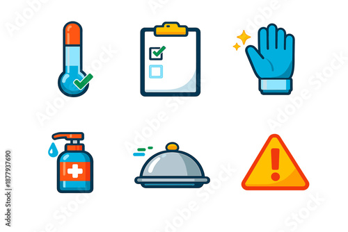 Set of Icons Representing Health and Safety Measures