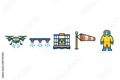 Collection of agricultural and safety equipment icons