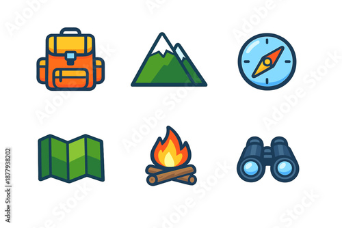 Camping and hiking icon set