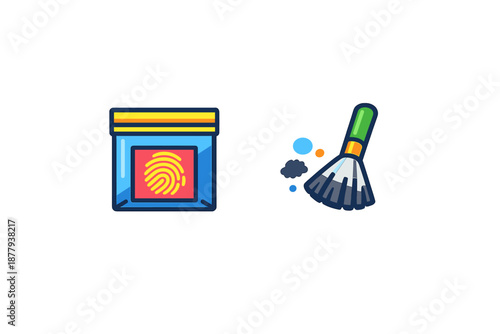 Forensic evidence bag with fingerprint and dusting brush