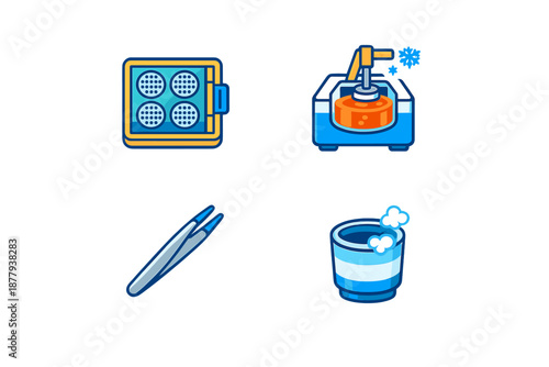 Laboratory equipment icons for scientific research and experiments