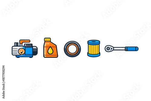 Car maintenance tools and supplies icons
