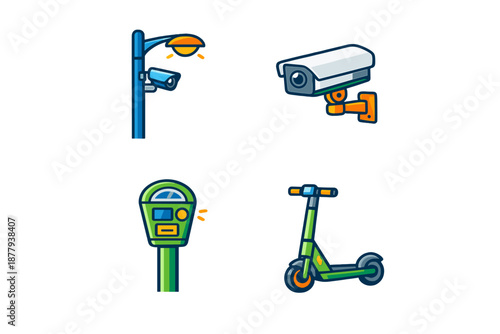 Set of urban infrastructure icons