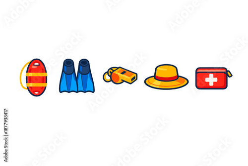 Summer vacation and safety icons