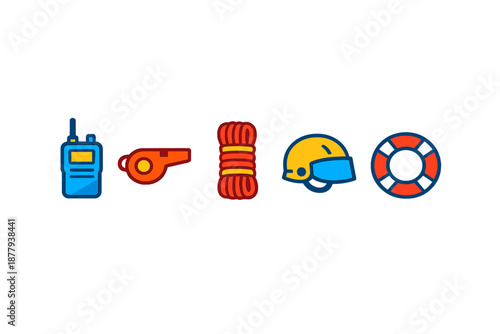 Set of flat icons for emergency and rescue services