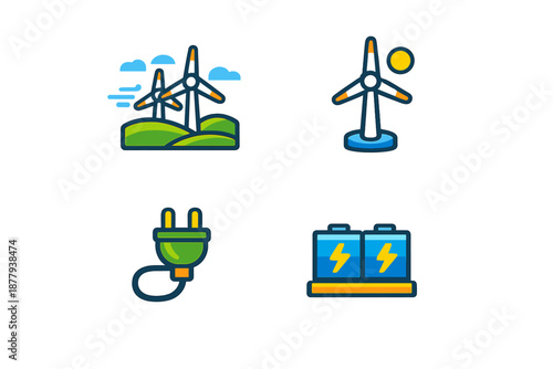 Set of icons for renewable energy