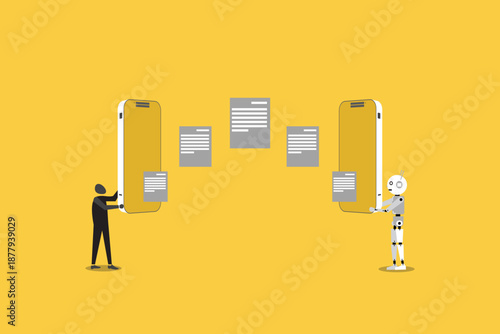 Data image file transfer between device smartphone. File transfer copy files data sheet exchange concept