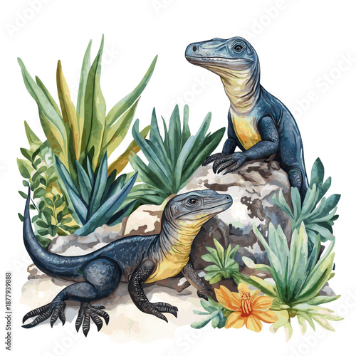 Galapagos Islands. Galapagos Islands hand drawn watercolor illustration