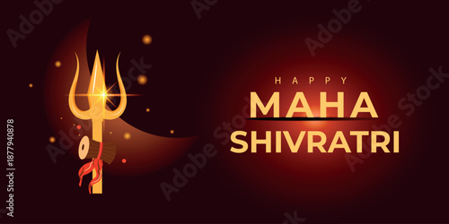 Maha Shivratri greeting banner. Hindu celebration card for web design. Vector illustration