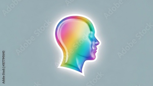 Wallpaper Mural Glowing gradient human head profile on soft background Torontodigital.ca