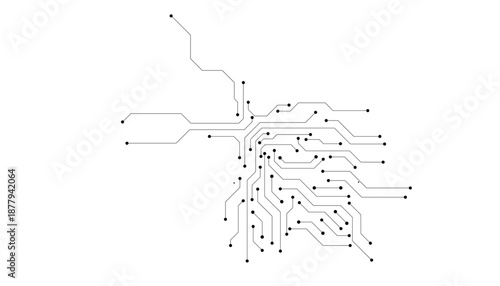 Vector Technology connected white lines and dots with electronics elements on tech bg.