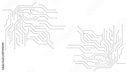 Technology circuit diagram concept. High tech circuit board connection system. Vector abstract technology on white background.