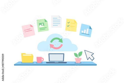 Cloud computing and data synchronization concept