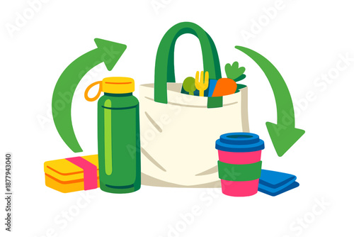 Eco-friendly reusable bag and containers for healthy living