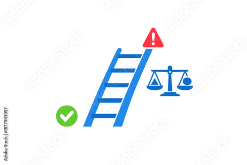 Legal risk and compliance concept with a ladder and scales