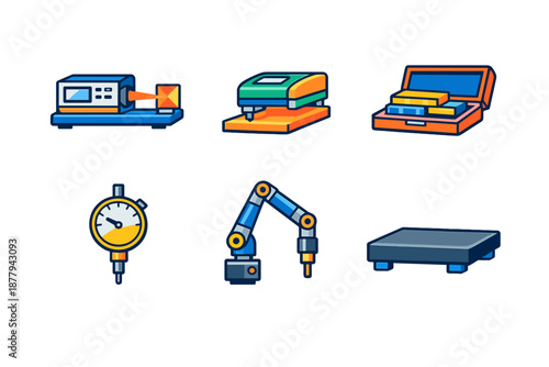 Collection of industrial and scientific tools icons