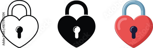 Valentine's day Heart shaped locks in black and white and red