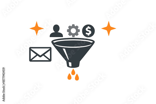 Sales funnel marketing concept with icons