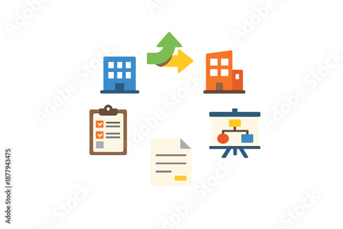 Business concept: merging companies with process improvement