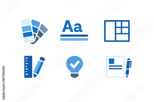 Blue UI icons for web design and development