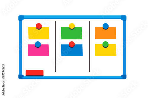 Abstract colorful notes on a glowing blue board