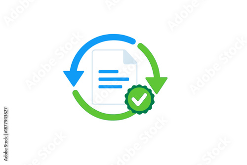 Document approval with circular process and checkmark